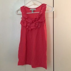 Coral tank with lace and ruffle accent